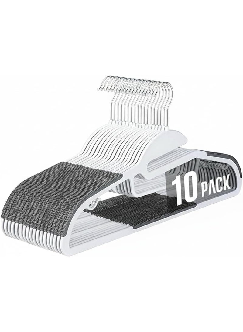 كيتشينو شماعات ملابس بلاستيكية غير قابلة للانزلاق – شديدة التحمل – خفيفة الوزن – مجموعة 10 شماعات – تصميم رفيع موفر للمساحة – خطاف دوار 360° مرن وسهل الاستخدام – مثالية للقمصان والفساتين والبدل والمعاطف - Image 1